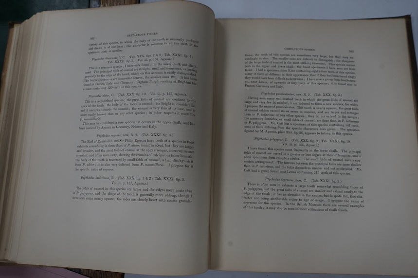 Dixon, Frederick - The Geology and Fossils of the Tertiary and Cretaceous Formations, 1st edition, large 4to, original blind-stamped cloth, half-title, 45 engraved and lithographed plates (3 hand-coloured, including fron